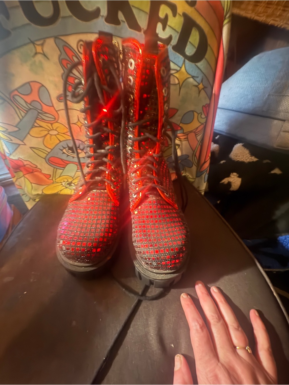 Dolls Kill Red Glitter Combat Boots